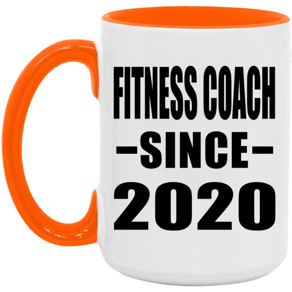 Fitness Coach Since 2020 - 15oz Accent Mug Orange