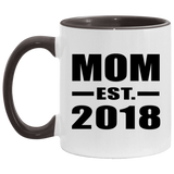 Mom Established EST. 2018 - 11oz Accent Mug Black