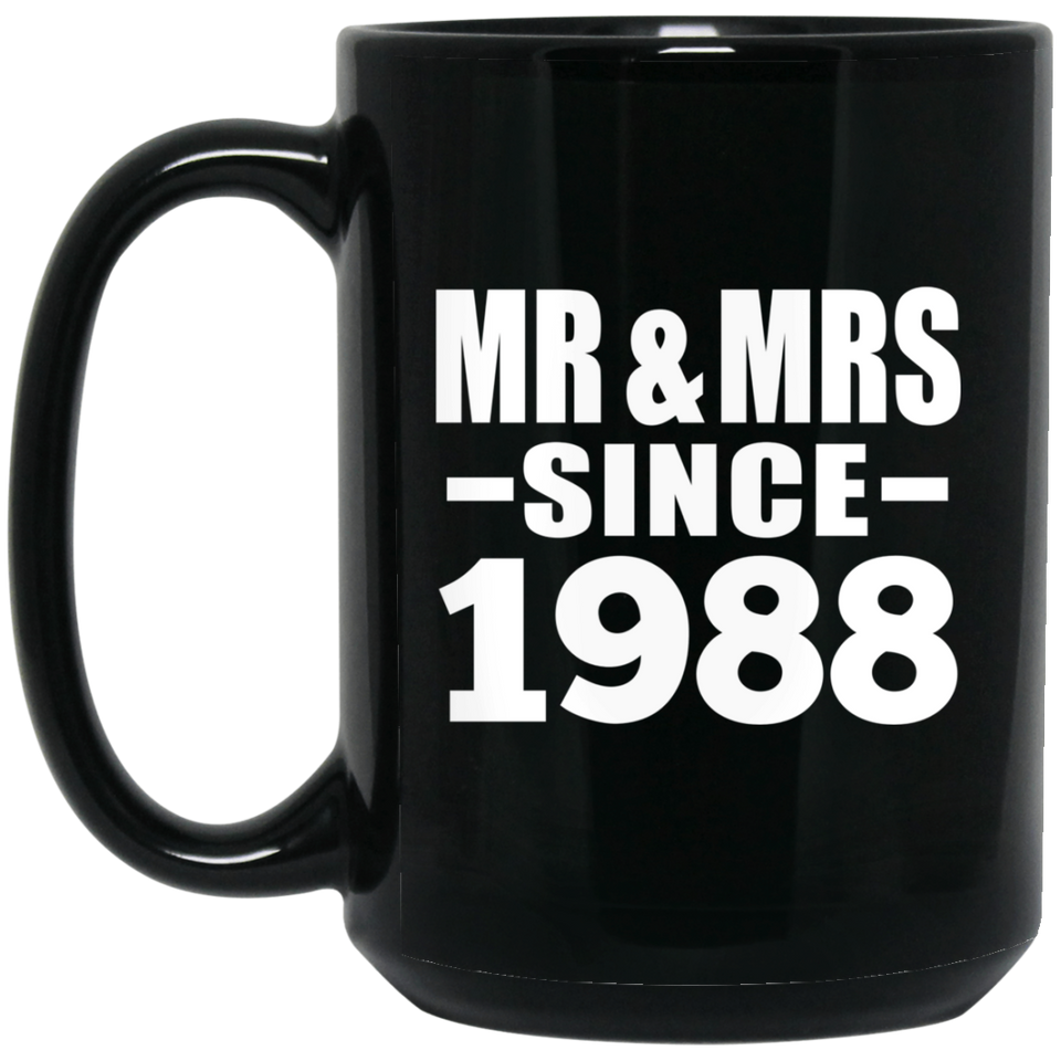 36th Anniversary Mr & Mrs Since 1988 - 15 Oz Coffee Mug Black