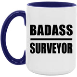 Badass Surveyor - 15oz Accent Mug Purple