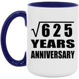 25th Anniversary Square Root of 625 Years Anniversary - 15oz Accent Mug Purple