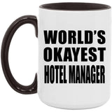 World's Okayest Hotel Manager - 15oz Accent Mug Black