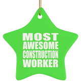 Most Awesome Construction Worker - Star Ornament