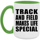 Track And Field Makes Life Special - 15oz Accent Mug Green
