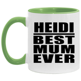 Heidi Best Mum Ever - 11oz Accent Mug Green