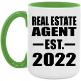 Real Estate Agent Established EST. 2022 - 15oz Accent Mug Green