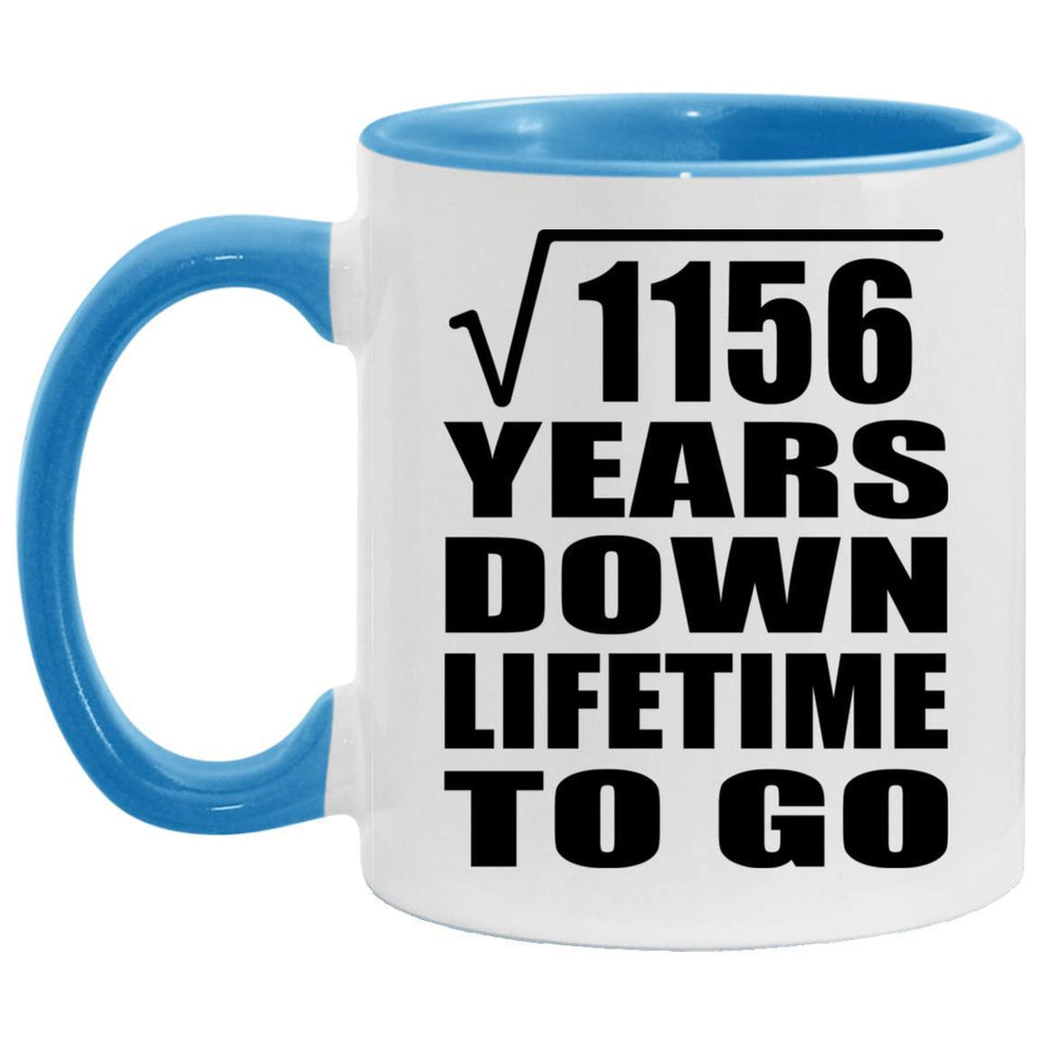 34th Anniversary Square Root of 1156 Years Lifetime To Go - 11oz Accent Mug Blue