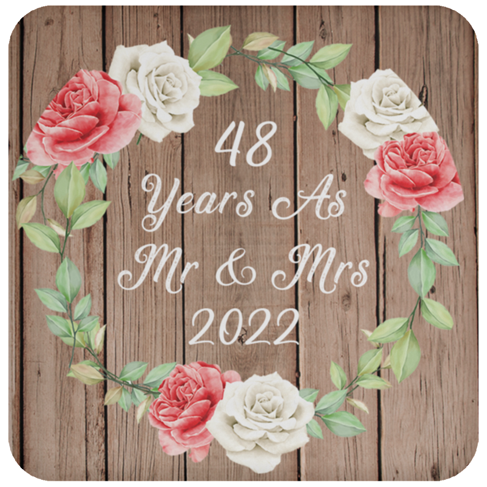 48th Anniversary 48 Years As Mr & Mrs 2022 - Drink Coaster B