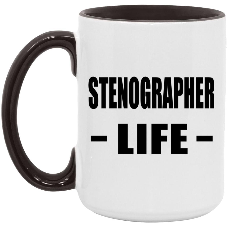 Stenographer Life - 15oz Accent Mug Black
