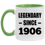 118th Birthday Legendary Since 1906 - 11oz Accent Mug Green