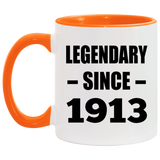 111th Birthday Legendary Since 1913 - 11oz Accent Mug Orange