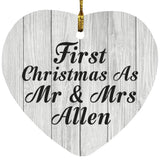 First Christmas As Mr & Mrs Allen - Heart Ornament F