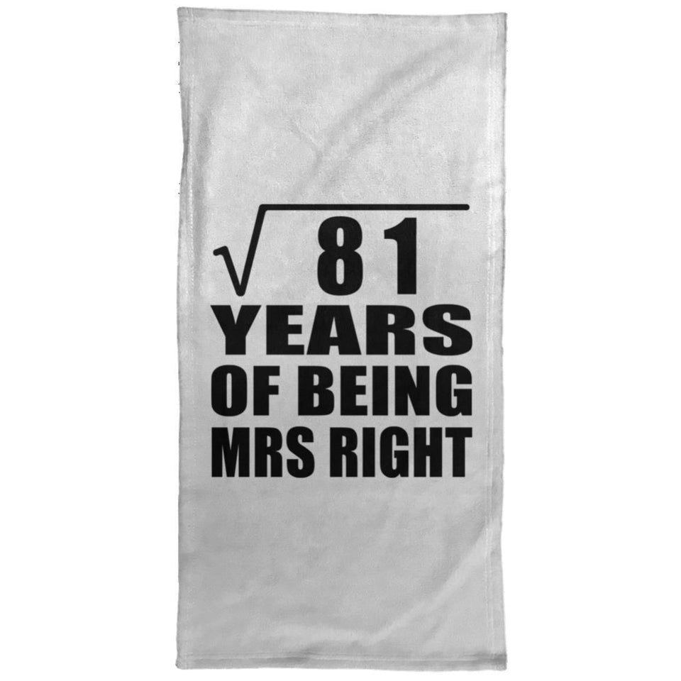 9th Anniversary Square Root of 81 Years of Being Mrs Right - Hand Towel