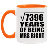 86th Anniversary Square Root of 7396 Years of Being Mrs Right - 11oz Accent Mug Orange