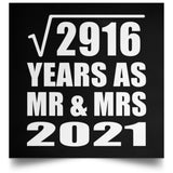 54th Anniversary Square Root of 2916 Years As Mr & Mrs 2021 - Poster Square