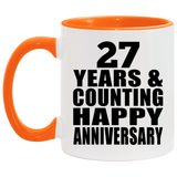 Happy 27th Anniversary 27 Years & Counting - 11oz Accent Mug Orange