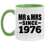 48th Anniversary Mr & Mrs Since 1976 - 11oz Accent Mug Green