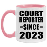 Court Reporter Since 2023 - 11oz Accent Mug Pink