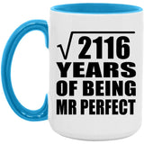 46th Anniversary Square Root of 2116 Years of Mr Perfect - 15oz Accent Mug Blue