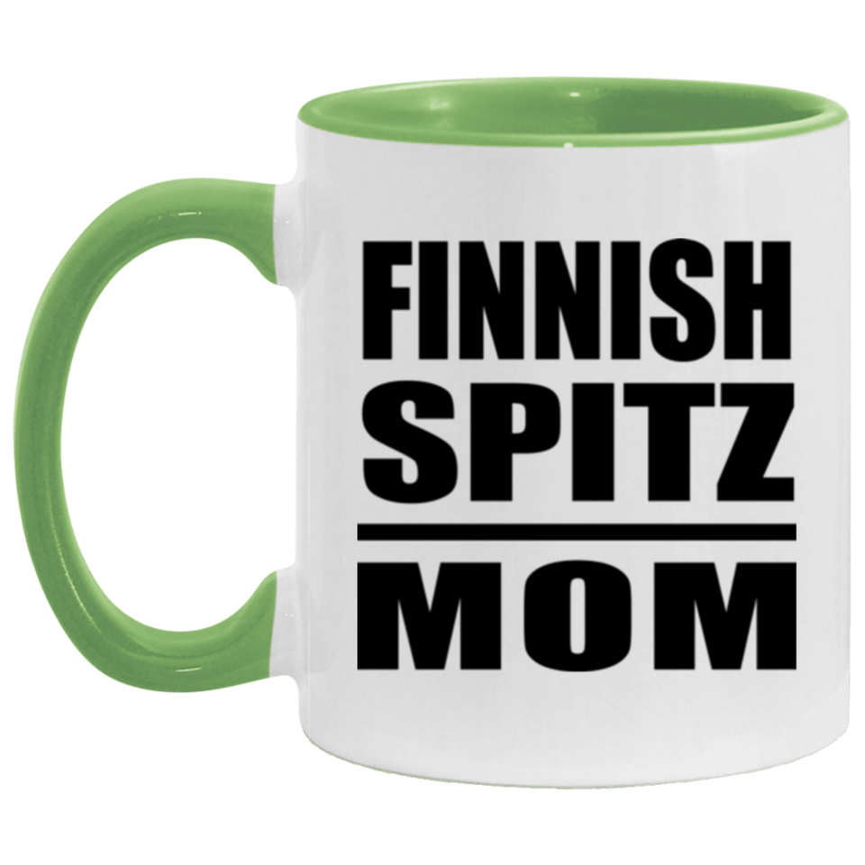 Finnish Spitz Mom - 11oz Accent Mug Green