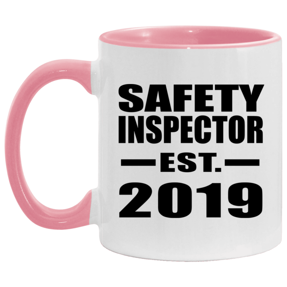 Safety Inspector Established EST. 2019 - 11oz Accent Mug Pink