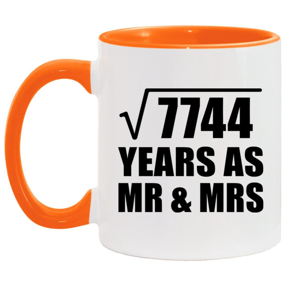 88th Anniversary Square Root of 7744 Years As Mr & Mrs - 11oz Accent Mug Orange