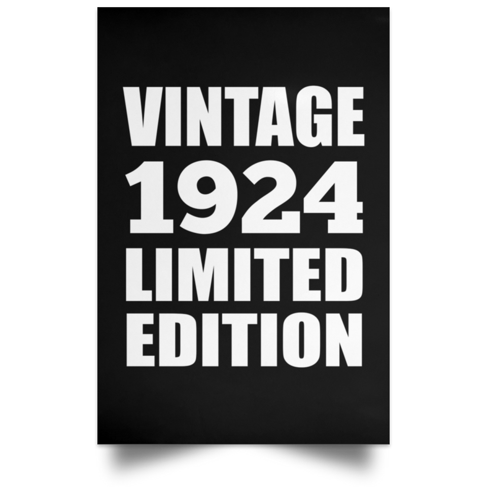 100th Birthday Vintage 1924 Limited Edition - Poster Portrait