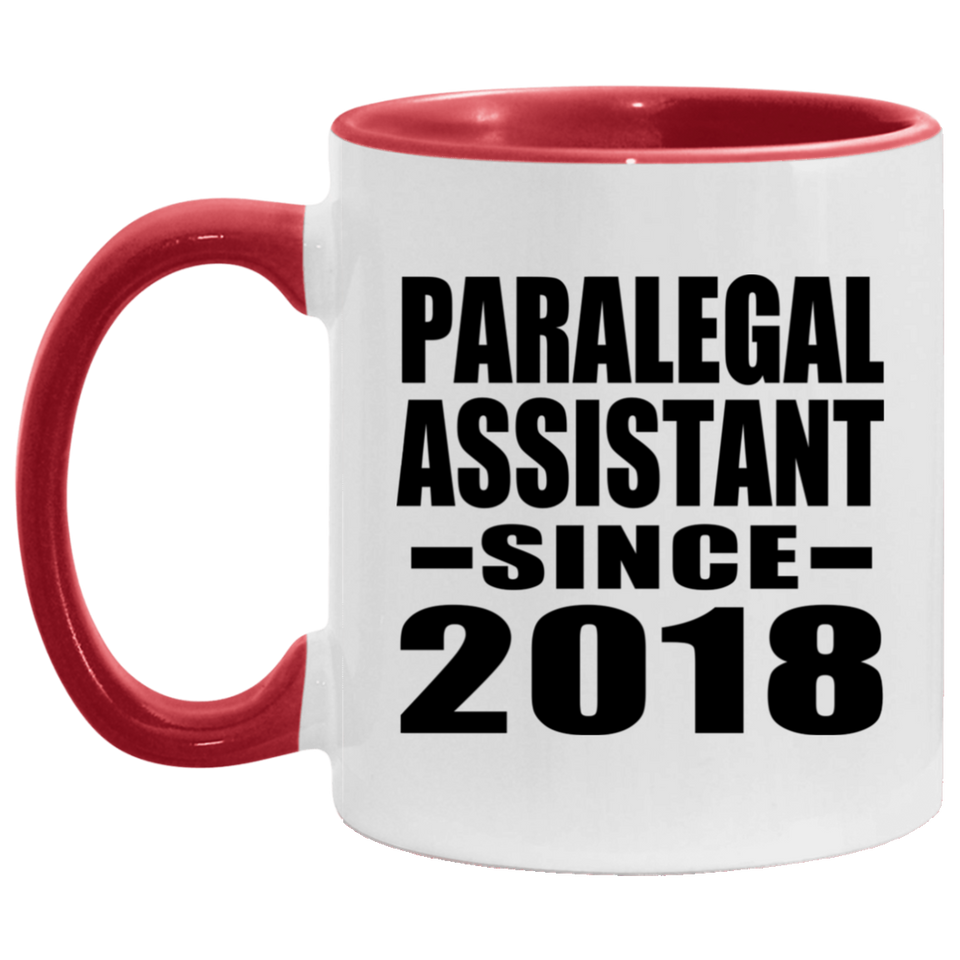 Paralegal Assistant Since 2018 - 11oz Accent Mug Red
