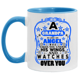 Grandpa Is An Angel Takes You Under His Wings - 11oz Accent Mug Blue