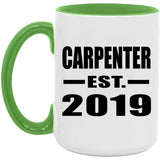 Carpenter Established EST. 2019 - 15oz Accent Mug Green