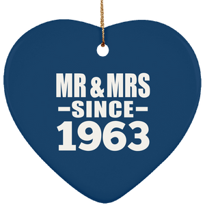 61st Anniversary Mr & Mrs Since 1963 - Heart Ornament