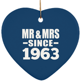 61st Anniversary Mr & Mrs Since 1963 - Heart Ornament