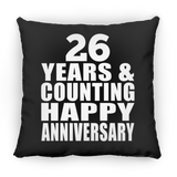 Happy 26th Anniversary 26 Years & Counting - Throw Pillow Black