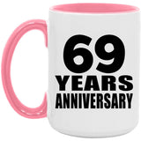 69th Anniversary 69 Years Anniversary - 15oz Accent Mug Pink