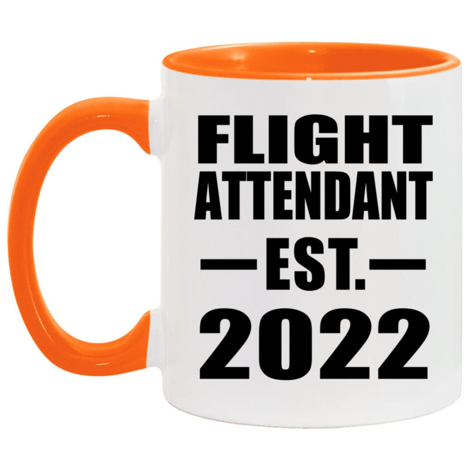 Flight Attendant Established EST. 2022 - 11oz Accent Mug Orange