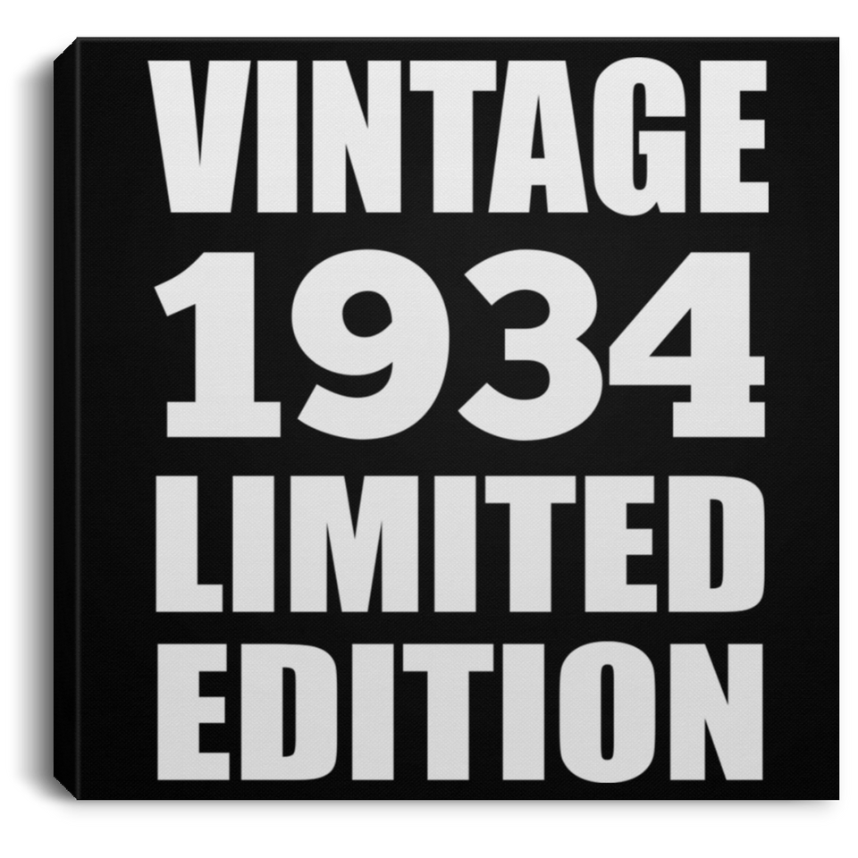 90th Birthday Vintage 1934 Limited Edition - Canvas Square