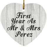 First Year As Mr & Mrs Perez - Heart Ornament F