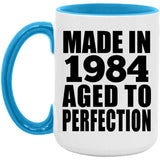 40th Birthday Made In 1984 Aged to Perfection - 15oz Accent Mug Blue