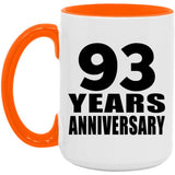 93rd Anniversary 93 Years Anniversary - 15oz Accent Mug Orange