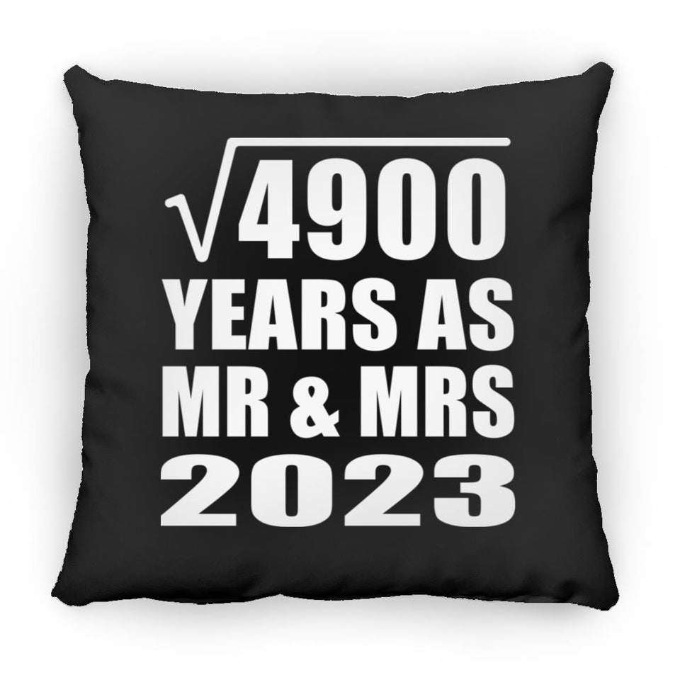 70th Anniversary Square Root of 4900 Years As Mr & Mrs 2023 - Throw Pillow Black