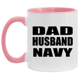 Dad Husband Navy - 11oz Accent Mug Pink