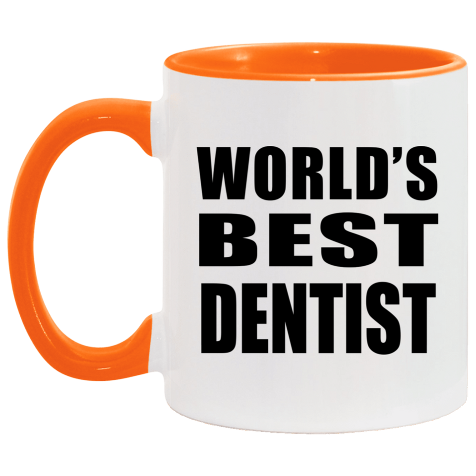 World's Best Dentist - 11oz Accent Mug Orange