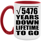 74th Anniversary Square Root of 5476 Years Lifetime To Go - 15oz Accent Mug Red