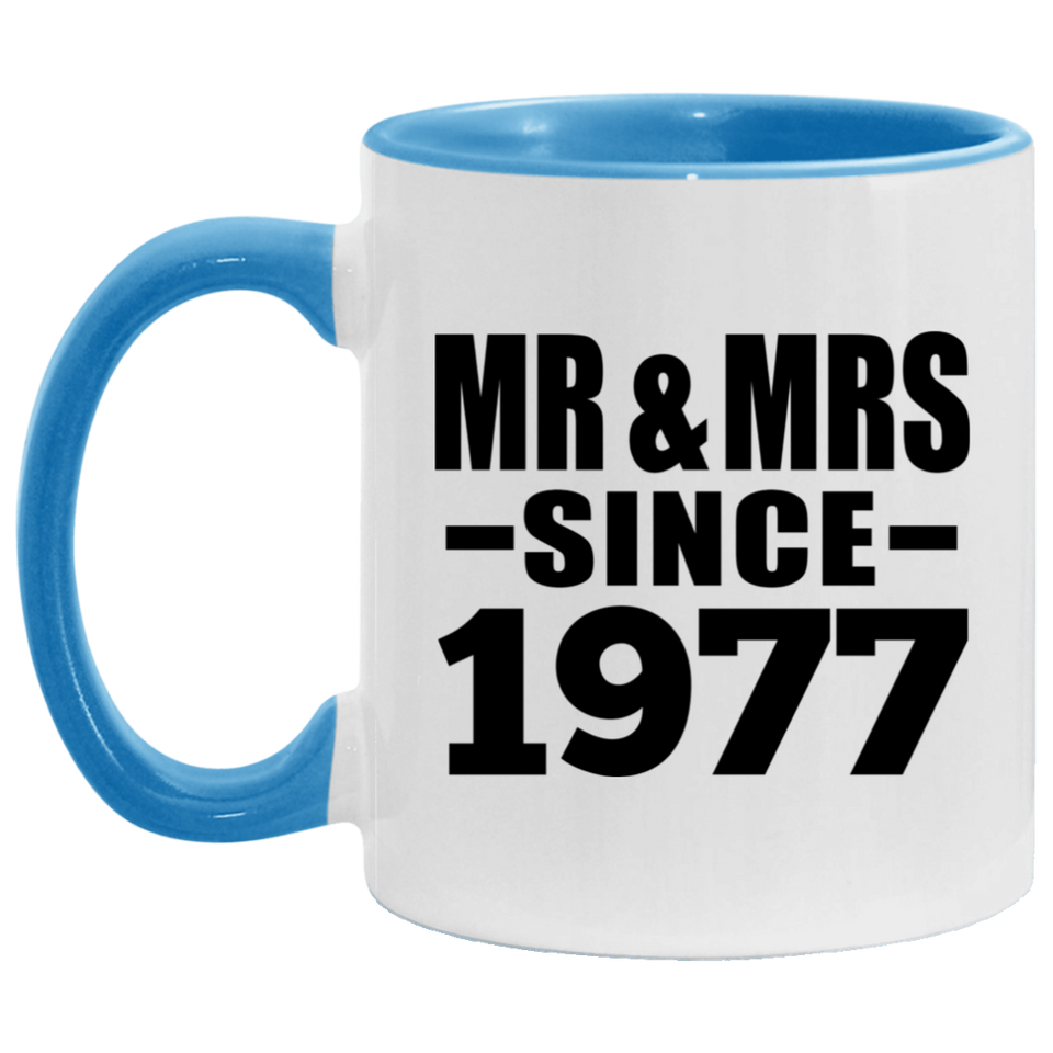 47th Anniversary Mr & Mrs Since 1977 - 11oz Accent Mug Blue