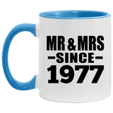 47th Anniversary Mr & Mrs Since 1977 - 11oz Accent Mug Blue