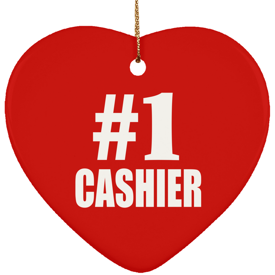 Number One #1 Cashier - Heart Ornament