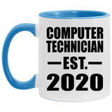 Computer Technician Established EST. 2020 - 11oz Accent Mug Blue