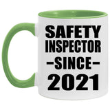 Safety Inspector Since 2021 - 11oz Accent Mug Green