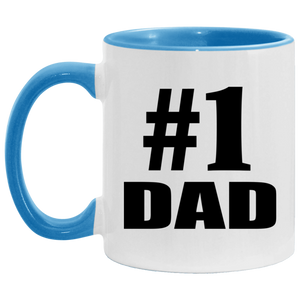 Number One #1 Dad - 11oz Accent Mug Blue