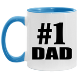 Number One #1 Dad - 11oz Accent Mug Blue